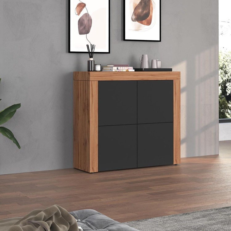 Buffet haut contemporain anthracite mat/chêne wotan Neros