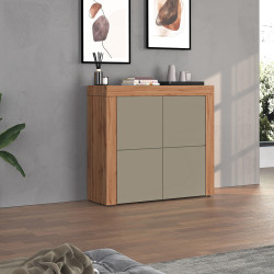 Buffet haut contemporain taupe/chêne wotan Neros