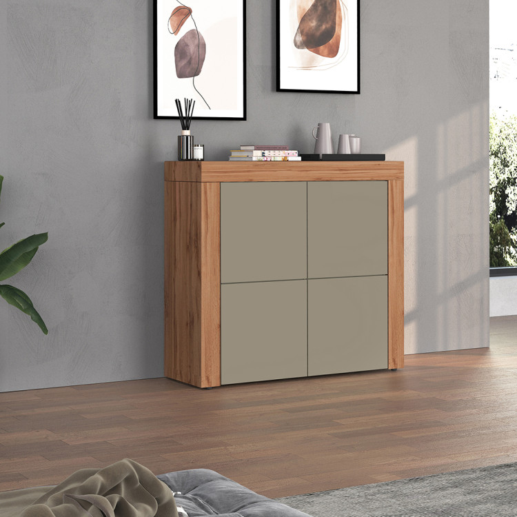 Buffet haut contemporain taupe/chêne wotan Neros