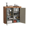 Buffet haut contemporain taupe/chêne wotan Neros