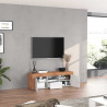 Meuble TV contemporain 155 cm blanc brillant/chêne wotan Neros