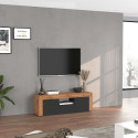 Meuble TV contemporain 155 cm anthracite mat/ch&ecirc;ne wotan Neros