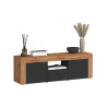 Meuble TV contemporain 155 cm anthracite mat/chêne wotan Neros