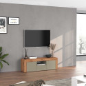 Meuble TV contemporain 155 cm taupe/ch&ecirc;ne wotan Neros