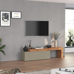 Meuble TV extensible 180/290 cm taupe/chêne wotan Neros