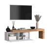 Meuble TV extensible 180/290 cm blanc brillant/chêne wotan Neros