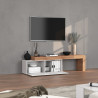 Meuble TV extensible 180/290 cm blanc brillant/chêne wotan Neros
