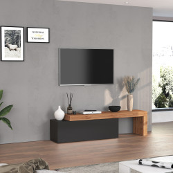 Meuble TV extensible 180/290 cm anthracite mat/chêne wotan Neros