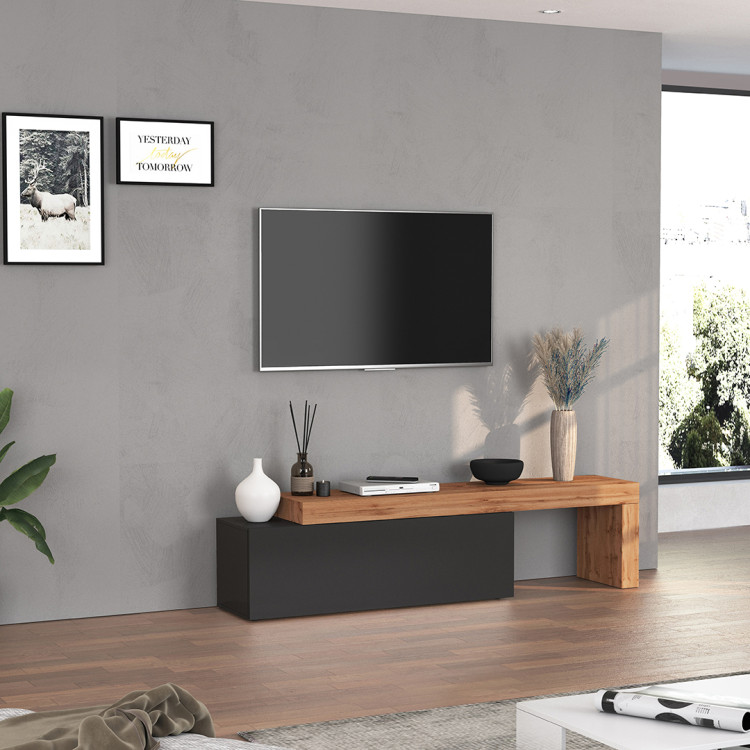 Meuble TV extensible 180/290 cm anthracite mat/chêne wotan Neros