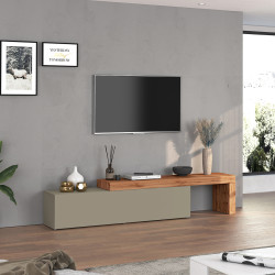 Meuble TV extensible 190/350 cm taupe/chêne wotan Neros