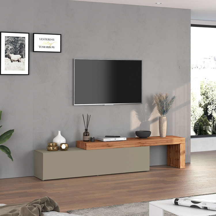 Meuble TV extensible 190/350 cm taupe/chêne wotan Neros