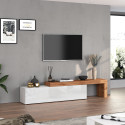 Meuble TV extensible 190/350 cm blanc brillant/ch&ecirc;ne wotan Neros