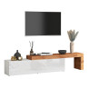 Meuble TV extensible 190/350 cm blanc brillant/chêne wotan Neros