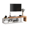 Meuble TV extensible 190/350 cm blanc brillant/chêne wotan Neros