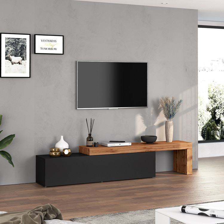 Meuble TV extensible 190/350 cm anthracite mat/chêne wotan Neros