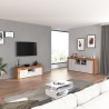 Meuble TV extensible 180/290 cm blanc brillant/chêne wotan Neros