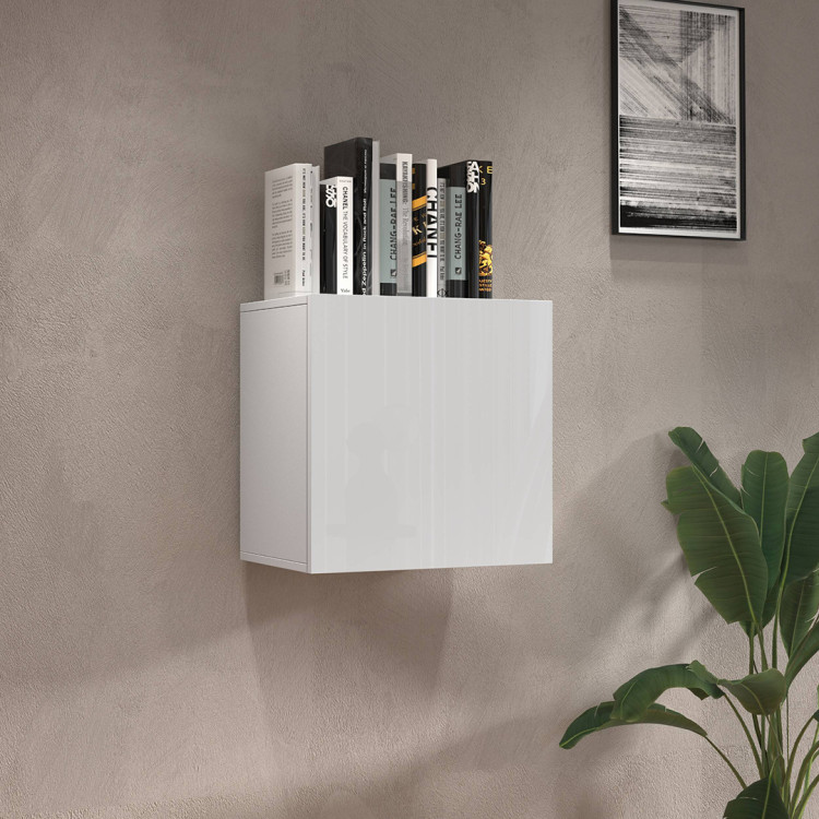 Rangement mural carré moderne blanc brillant Neros