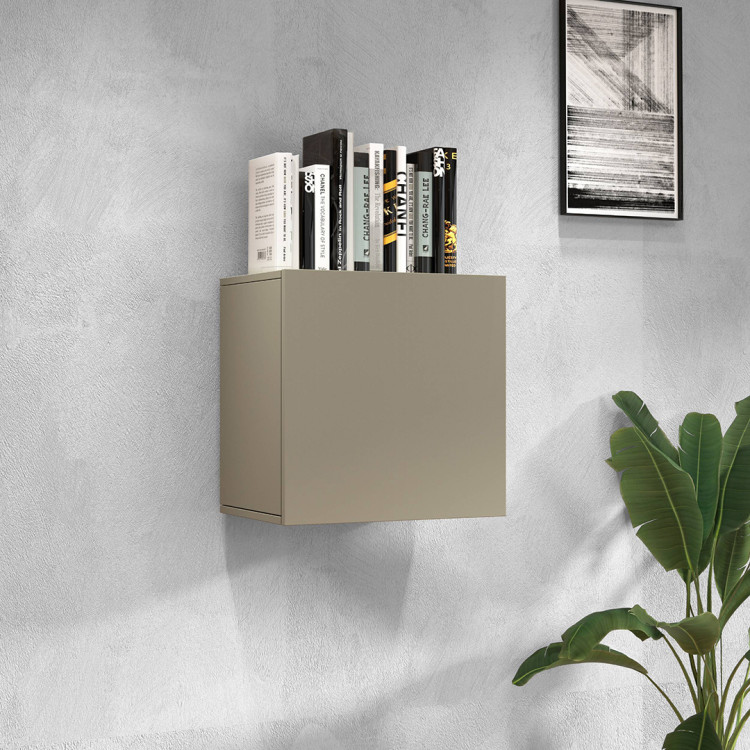 Rangement mural carré moderne taupe Neros
