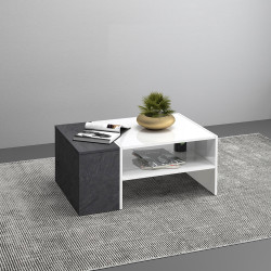 Table basse moderne blanc brillant/béton Corso