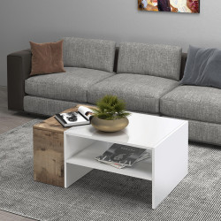 Table basse moderne blanc brillant/érable Corso