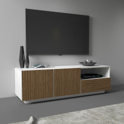 Meuble TV moderne 150 cm blanc mat/chêne clair Costarica