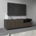 Meuble TV moderne 150 cm anthracite mat/ch&ecirc;ne fonc&eacute; Costarica