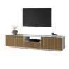 Meuble TV moderne 220 cm blanc mat/chêne clair Costarica