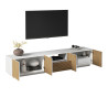 Meuble TV moderne 220 cm blanc mat/chêne clair Costarica