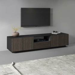 Meuble TV moderne 220 cm anthracite mat/chêne foncé Costarica
