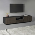 Meuble TV moderne 220 cm anthracite mat/ch&ecirc;ne fonc&eacute; Costarica