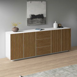 Buffet/bahut moderne 220 cm blanc mat/chêne clair Costarica
