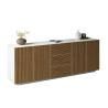 Buffet/bahut moderne 220 cm blanc mat/chêne clair Costarica