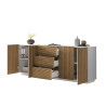 Buffet/bahut moderne 220 cm blanc mat/chêne clair Costarica