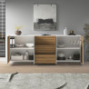 Buffet/bahut moderne 220 cm blanc mat/chêne clair Costarica