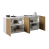 Buffet/bahut moderne 200 cm blanc mat/chêne clair Costarica