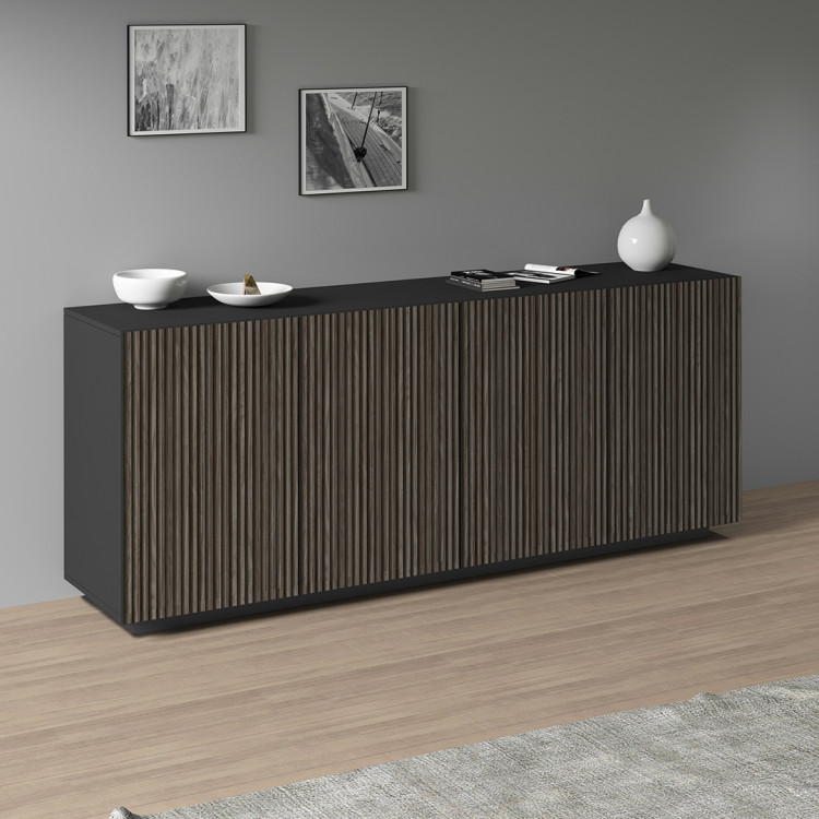 Buffet/bahut moderne 200 cm anthracite mat/chêne foncé Costarica