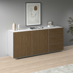 Buffet/bahut moderne 180 cm blanc mat/chêne clair Costarica