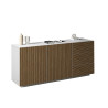 Buffet/bahut moderne 180 cm blanc mat/chêne clair Costarica