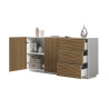 Buffet/bahut moderne 180 cm blanc mat/chêne clair Costarica