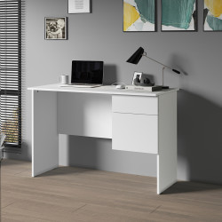 Bureau droit individuel moderne blanc mat Essly