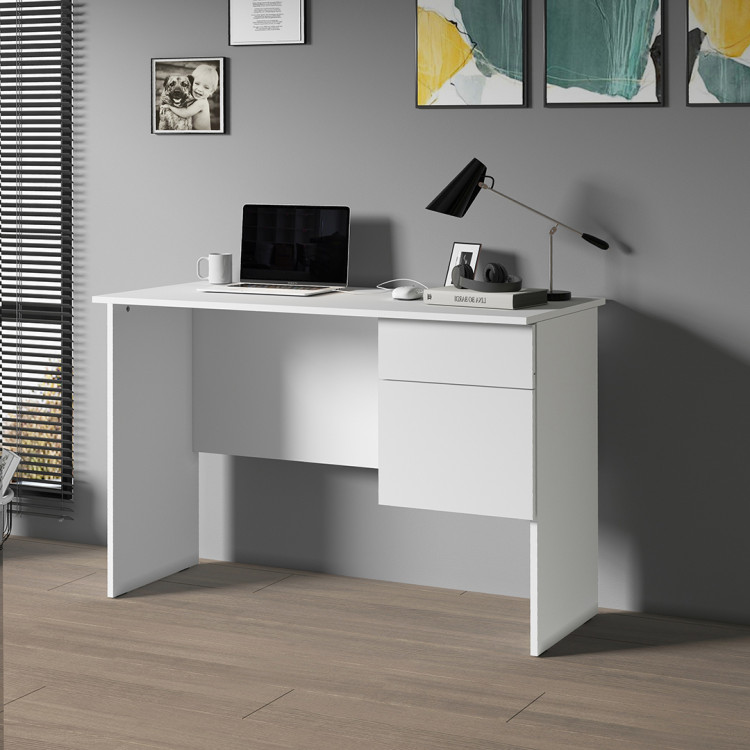 Bureau droit individuel moderne blanc mat Essly