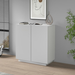 Armoire de bureau moderne H 86 cm blanc mat Essly
