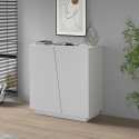 Armoire basse de bureau moderne blanc mat Essly