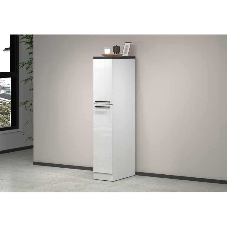 Colonne de cuisine 2 tiroirs blanc/béton Solena