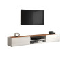 Meuble TV moderne 210 cm blanc/chêne wotan Grana