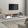 Meuble TV moderne 210 cm blanc/chêne wotan Grana
