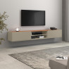 Meuble TV moderne 210 cm taupe/chêne wotan Grana