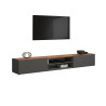Meuble TV moderne 210 cm anthracite/chêne wotan Grana