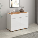 Buffet/bahut moderne 80 cm blanc/ch&ecirc;ne wotan Grana