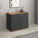 Buffet/bahut moderne 80 cm anthracite mat/ch&ecirc;ne wotan Grana